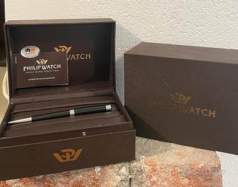 Penna a sfera Philip Watch Nera dettagli argento.
