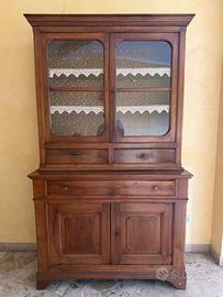 Credenza vintage in legno con alzata vetrinata