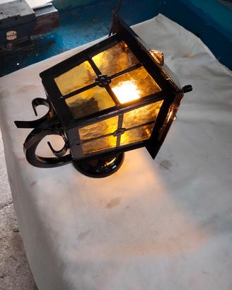 lampada lanterna da parete in ferro battuto 