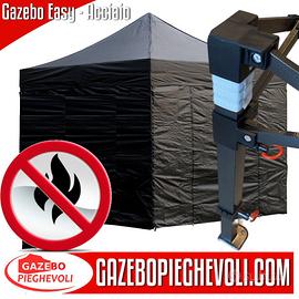 Gazebo 3x3 CERTIFICATO nero ACCIAIO laterali