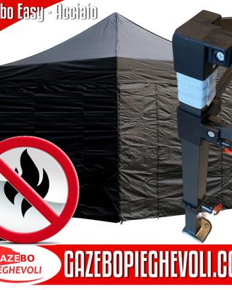 Gazebo 3x3 CERTIFICATO nero ACCIAIO laterali