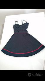 Vestito pois blu bretelle fiocco 