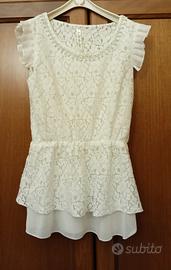 Maglia bianca in pizzo con perline mis. s/m