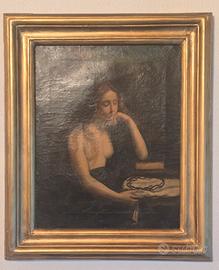 Dipinto olio su tela Maddalena antico