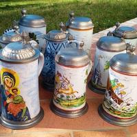 12 boccali da birra tedeschi vintage in ceramica