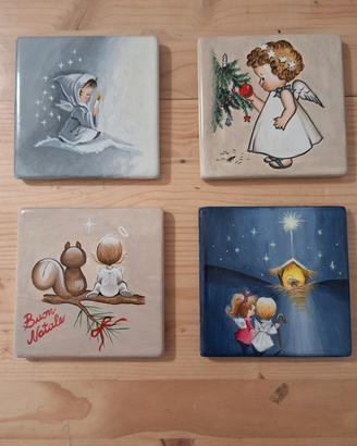 Set 4 mattonelle natalizie 