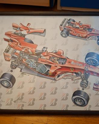 Quadro Stampa F1 Ferrari Anni 2000 Firmata Numerat