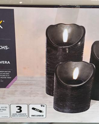 Set 3 candele LED CASALUX in vera cera – Nero