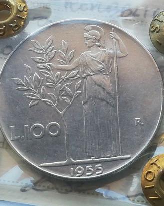Moneta 100 Lire 1955 qFDC - rara - Straziota