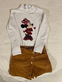 Completo Bambina Gonna pantalone  e Lupetto Minnie