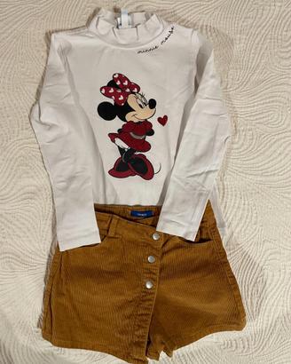 Completo Bambina Gonna pantalone  e Lupetto Minnie