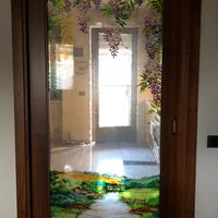 Vetro decorato a mano per porta