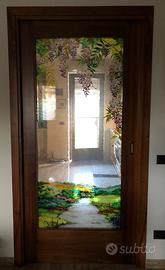 Vetro decorato a mano per porta