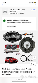 Casse nuove auto Pioneer 280w alfa mito/giulietta