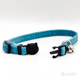 Collare gatto velluto morbido blu petrolio