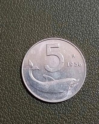 rara moneta 5 lire 1956 