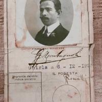 Carta d'Identità d'epoca 6-12-1926 con fascio litt