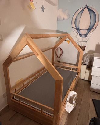 LETTINO MONTESSORIANO IN LEGNO + MATERASSO