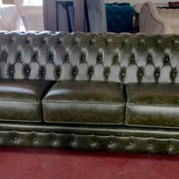 Divano Chester 3 posti in pelle vintage