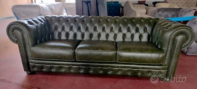 Divano Chester 3 posti in pelle vintage
