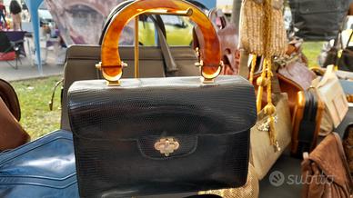 borsa vintage pelle stampata rettile