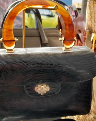 borsa vintage pelle stampata rettile