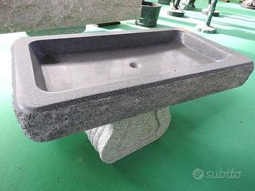 Lavandino lavabo in pietra diorite scura con vasca