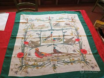 Foulard carrè vintage in seta , anni '60.