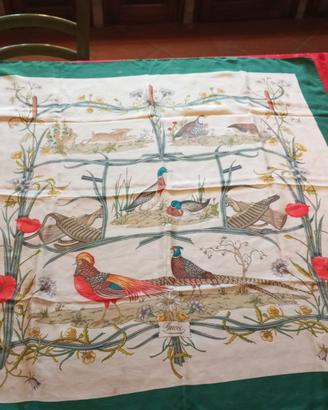 Foulard carrè vintage in seta , anni '60.