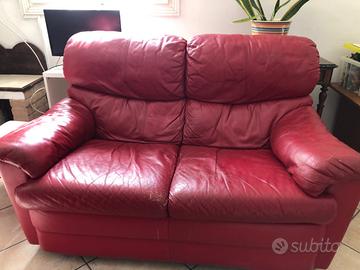 Divano Dondi in pelle rosso