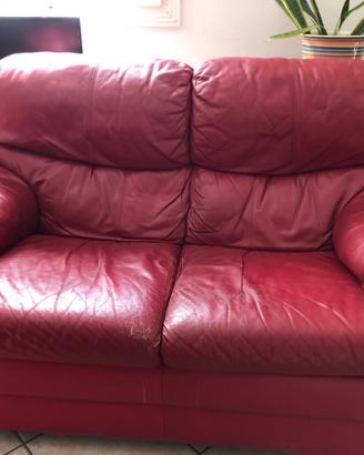 Divano Dondi in pelle rosso