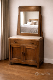 Mobiletto antico con specchiera e piano in marmo