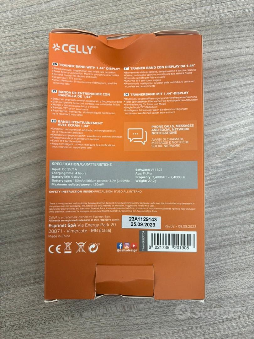 SMARTWATCH CELLY TRAINERBEAT FITNESS TRACKER DOPPIO CINTURINO