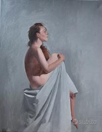 Stupendo olio su tela NUDO DI DONNA contemporaneo