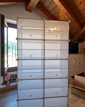 Scarpiera, Scaffale Modulare a 10 Scomparti per 40