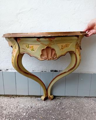 Tavolino a consolle in legno in stile veneziano