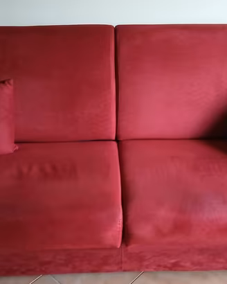 Divano letto 3 posti rosso in alcantara