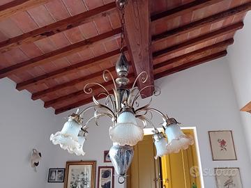 lampadario in vetro di murano + lampada da muro