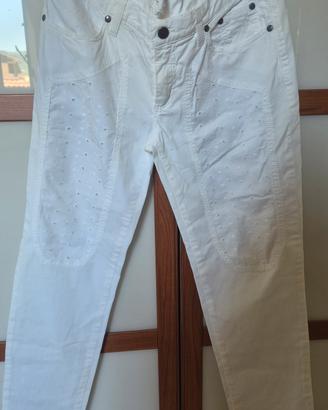 jeans donna bianchi Jeckerson inserto in sangallo 