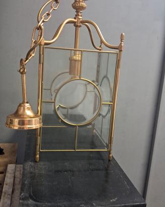 lampadario rettangolare a sospensione in ottone