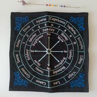 Pendolo in ametista + tavola in tessuto 