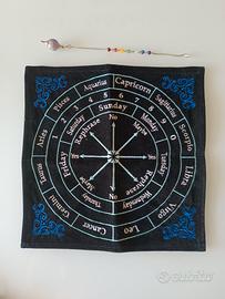 Pendolo in ametista + tavola in tessuto 