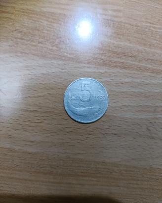 moneta 5 lire delfino