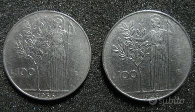 100 Lire Minerva 1956 (2 monete)