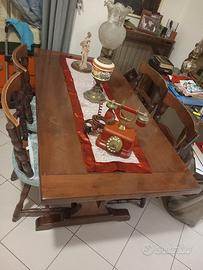 tavolo con sedie in legno massello 