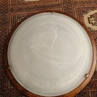 Lampadario vetro e legno tripla lampadina