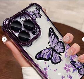 Cover iPhone 16 Pro con Farfalle Viola