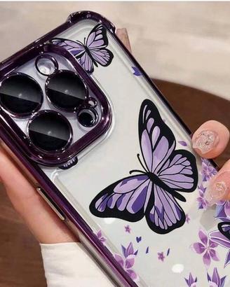 Cover iPhone 16 Pro con Farfalle Viola