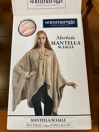 Mantella poncho scialle in pile con laccio