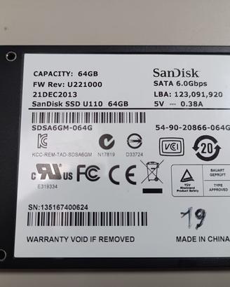SanDisk SSD U110 64GB   codice 19